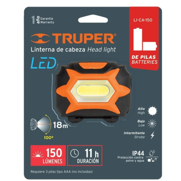 LINTERNA P/MINERO 1 LED TRIPLE A LI-CA-150 TRUPER | 11751