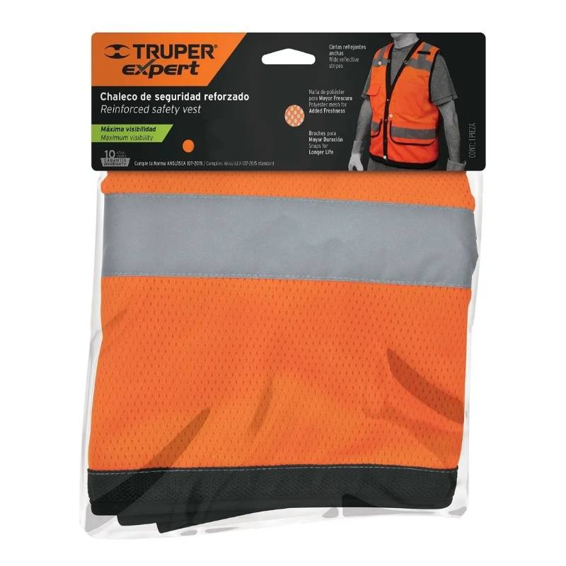 CHALECO D/SEGURIDAD EXTRAGRANDE NARANJA CHS-800N-XL TRUPER | 13481