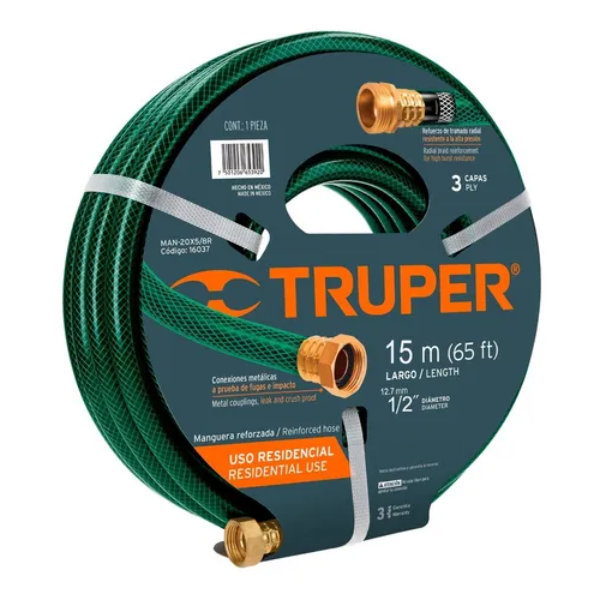 MANGUERA TRAMADA 1/2`` 15 MTS MAN-15X1/2R TRUPER | 16031