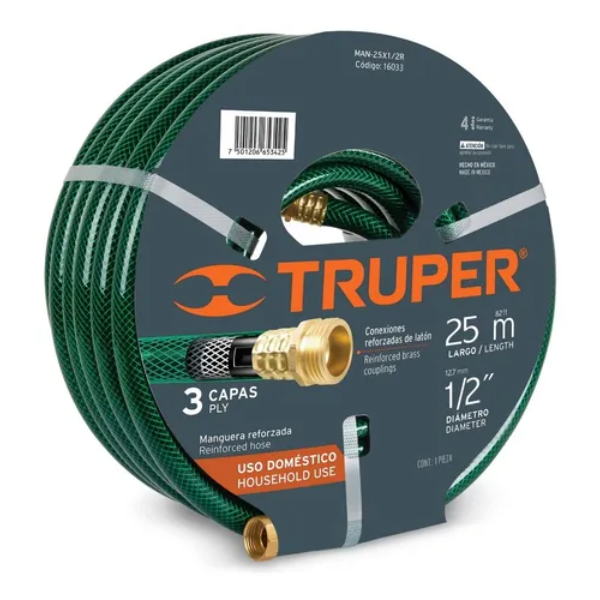 MANGUERA TRAMADA 1/2`` 25 MTS MAN-25X1/2R TRUPER | 16033