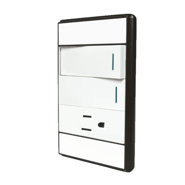 PLACA APAGADOR DOBLE SENCILLO 1 CONTACTO ATERRIZADO NEGRO 4074 ADIR | A4074