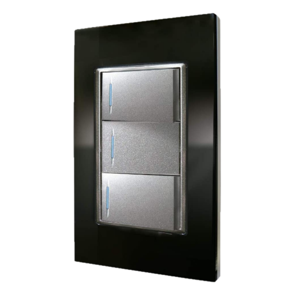 PLACA APAGADOR TRIPLE ESCALERA NEGRO/GRIS CRISTAL TIFFANY 4152 ADIR | A4152