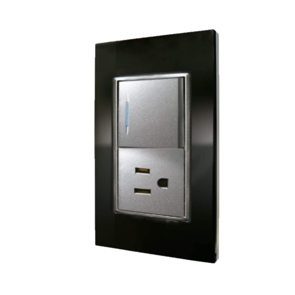 PLACA APAGADOR SENCILLO 1 CONTACTO ATERRIZADO NEGRO/GRIS CRISTAL TIFFANY 4155 ADIR | A4155