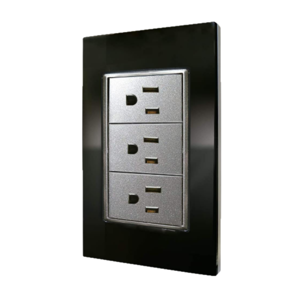 PLACA CONTACTO TRIPLE ATERRIZADO NEGRO/GRIS CRISTAL TIFFANY 4159 ADIR | A4159