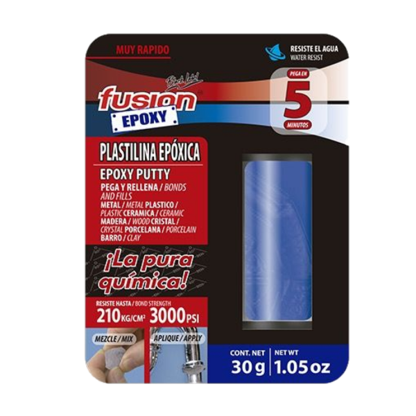 PLASTILINA T/BLISTER 5 MIN MUY RAPIDO PL30E5 FUSION EPOXICOS | FUS010